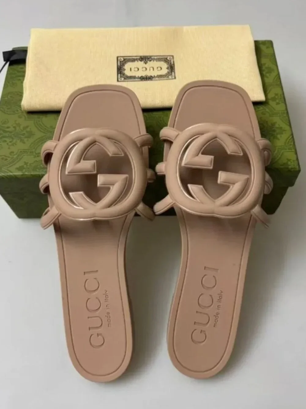 Gucci Women’s Brown GG Logo Slide Sandals